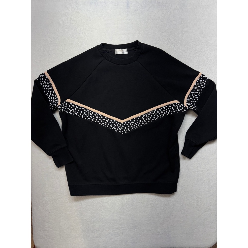 White Fox Active Sarahs Day Black Spotted Chevron Sweatshirt Size Large SDXWFA